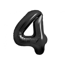  Fekete 4-es B&C Matt Black szám fólia lufi 85 cm party kellék
