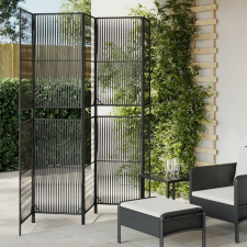 Fekete 5-paneles polyrattan térelválasztó bútor
