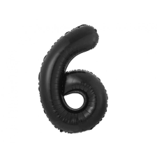  Fekete 6-os B&C Matt Black szám fólia lufi 85 cm party kellék