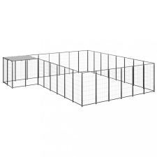  Fekete acél kutyakennel 15,73 m² szállítóbox, fekhely kutyáknak