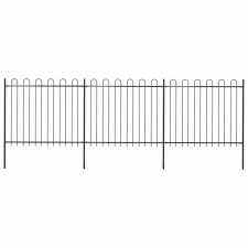  Fekete acélkerítés karikás tetejű 537 x 150 cm építőanyag