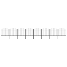  Fekete acélkerítés lándzsás tetejű szegéllyel 1426 x 175 cm építőanyag