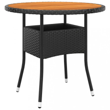  fekete akácfa és polyrattan kerti asztal Ø80 x 75 cm kerti bútor