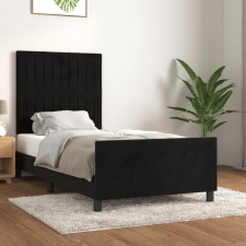 fekete bársony ágykeret fejtámlával 90x200 cm ágy és ágykellék