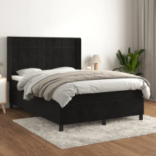  fekete bársony rugós ágy matraccal 140 x 190 cm ágy és ágykellék