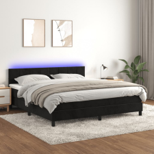  fekete bársony rugós és LED-es ágy matraccal 160x200 cm ágy és ágykellék