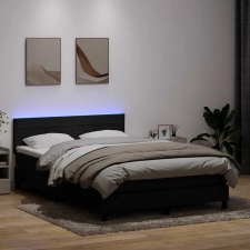  fekete bársony rugós és LED-es ágy matraccal 160x210 cm ágy és ágykellék