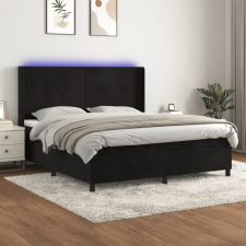  fekete bársony rugós és LED-es ágy matraccal 180x200 cm ágy és ágykellék