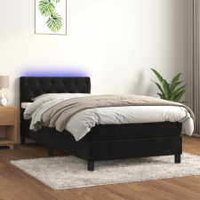  fekete bársony rugós és LED-es ágy matraccal 80 x 200 cm ágy és ágykellék