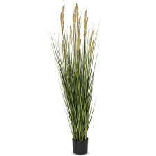 Fekete cserepes műanyag magas zöld műnövény műfű 157x46x46cm műfű