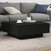  fekete dohányzóasztal LED-lámpákkal 80 x 80 x 31 cm