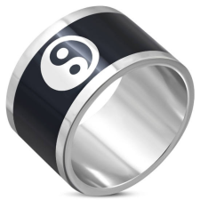  Fekete és ezüst színű, Yin-Yang mintás nemesacél gyűrű-9 gyűrű