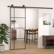 fekete ESG üveg és alumínium tolóajtó 76x205 cm építőanyag