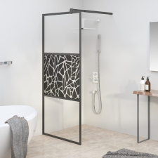  Fekete ESG üveg zuhanyfal kőmintával 80 x 195 cm kád, zuhanykabin