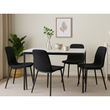  Fekete étkezőasztal RAMOD 100x60 cm, fehér márvány dekoráció bútor