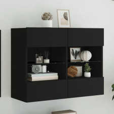 fekete fali TV-szekrény LED-világítással 78,5x30x60,5 cm bútor