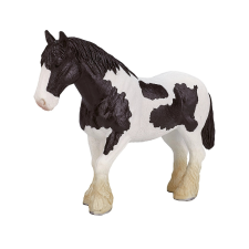 Fekete-fehér Clydesdale ló figura játékfigura
