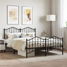  fekete fém ágykeret fej- és lábtámlával 135 x 190 cm ágy és ágykellék