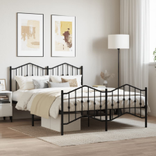  fekete fém ágykeret fej- és lábtámlával 140 x 190 cm ágy és ágykellék