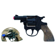 Fekete fémből készült rendőr revolver 8 lövéses katonásdi
