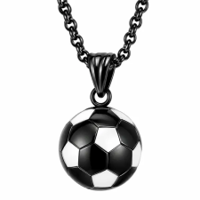  Fekete focilabda acél férfi nyaklánc sportos medállal nyaklánc