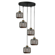  FEKETE FÜGŐS MENNYEZETI LÁMPA, GRAFIT ÜVEG LÁMPABÚRA KORN 14-970 világítás