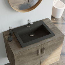 Fekete gránit mosdókagyló 600 x 450 x 120 mm fürdőszoba kiegészítő