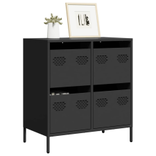  Fekete hidegen hengerelt acél tálalószekrény 68,5x39x72 cm bútor