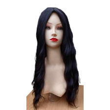 FEKETE Hosszú hullámos frufru nélküli paróka Anime Cosplay, L-104, X jelű paróka