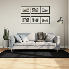  Fekete hosszú szálú bozontos modern szőnyeg 100 x 200 cm lakástextília