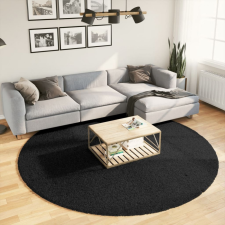  Fekete hosszú szálú bozontos modern szőnyeg Ø 240 cm lakástextília