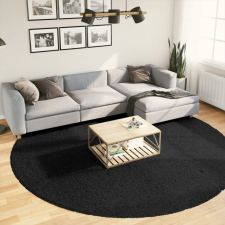  Fekete hosszú szálú bozontos modern szőnyeg Ø 280 cm lakástextília