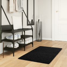  Fekete hosszú szálú bozontos modern szőnyeg 60 x 110 cm lakástextília