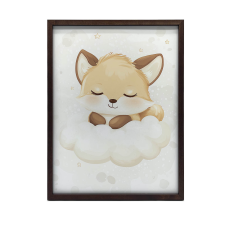 FEKETE KERETES FALI PLAKÁT CUTE FOX 50x70 CM MATT grafika, keretezett kép