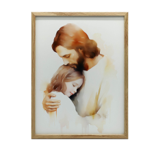 FEKETE KERETES FALI PLAKÁT RELIGIOUS JESUS „EMBRACE OF HOPE 70x100 grafika, keretezett kép