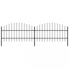  Fekete lándzsahegy tetejű acélkerítés (0,75-1) x 3,4 m kerti dekoráció