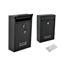  Fekete levélláda - modern design, falra szerelhető, postafiók, levelezőláda, kültéri, beltéri, alumínium, csomagküldés postaláda