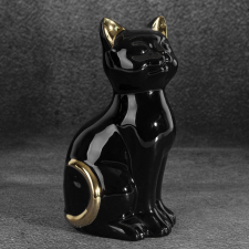  Fekete macska figura Fekete 11x9x20 cm dekoráció
