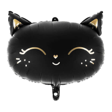  Fekete macskafej fólia lufi - 48 cm party kellék