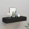  fekete MDF falra szerelhető fiókos polc 60 x 23,5 x 10 cm