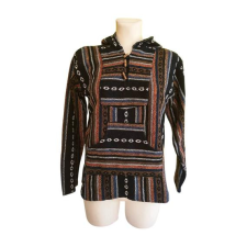  Fekete mintás bohém női pulóver (méret: S) női pulóver, kardigán