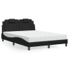  fekete műbőr ágy matraccal 140 x 190 cm