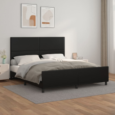  fekete műbőr ágykeret fejtámlával 180x200 cm ágy és ágykellék