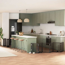  fekete nyárfa 12 paneles összecsukható kutyakapu ajtóval 600 cm kutyafelszerelés