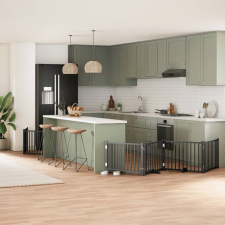  fekete nyárfa 12 paneles összecsukható kutyakapu ajtóval 960 cm kutyafelszerelés