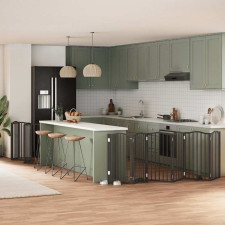  fekete nyárfa 15 paneles összecsukható kutyakapu ajtóval 750 cm kutyafelszerelés