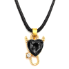 Fekete ördög szív medál bőr lánccal
