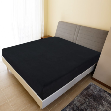 fekete pamutdzsörzé gumis lepedő 180x200 cm lakástextília