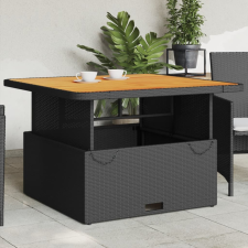 fekete polyrattan és akácfa kerti asztal 110 x 110 x 71 cm kerti bútor