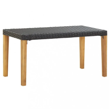  fekete polyrattan és tömör akácfa kerti pad 120 cm kerti bútor